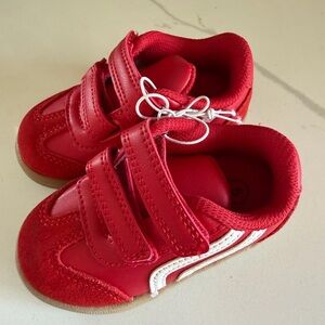 Cat & Jack Red Kids Velcro Sneakers with White Accent